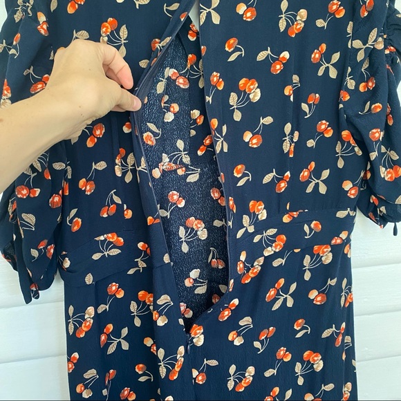‘Angel’ Vintage Style Cherry Patterned Navy Dress - Picture 10 of 12